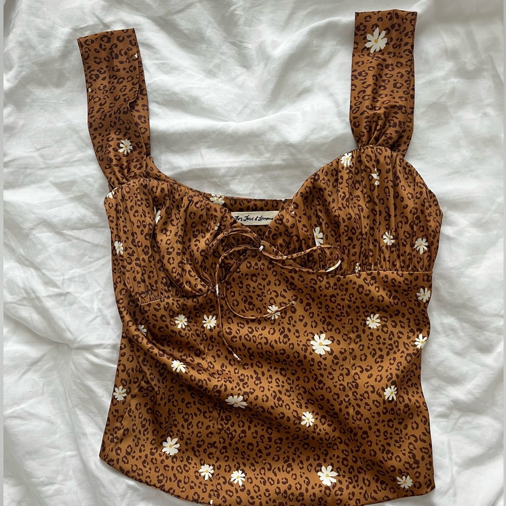 For Love & Lemons Cheetah Print Tawney Top